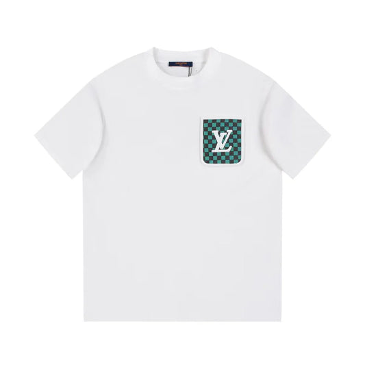 L's Green And Black Checkered Pattern Pocket T-shirt