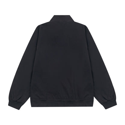 Stand-up collar jacket with metal logo jacket