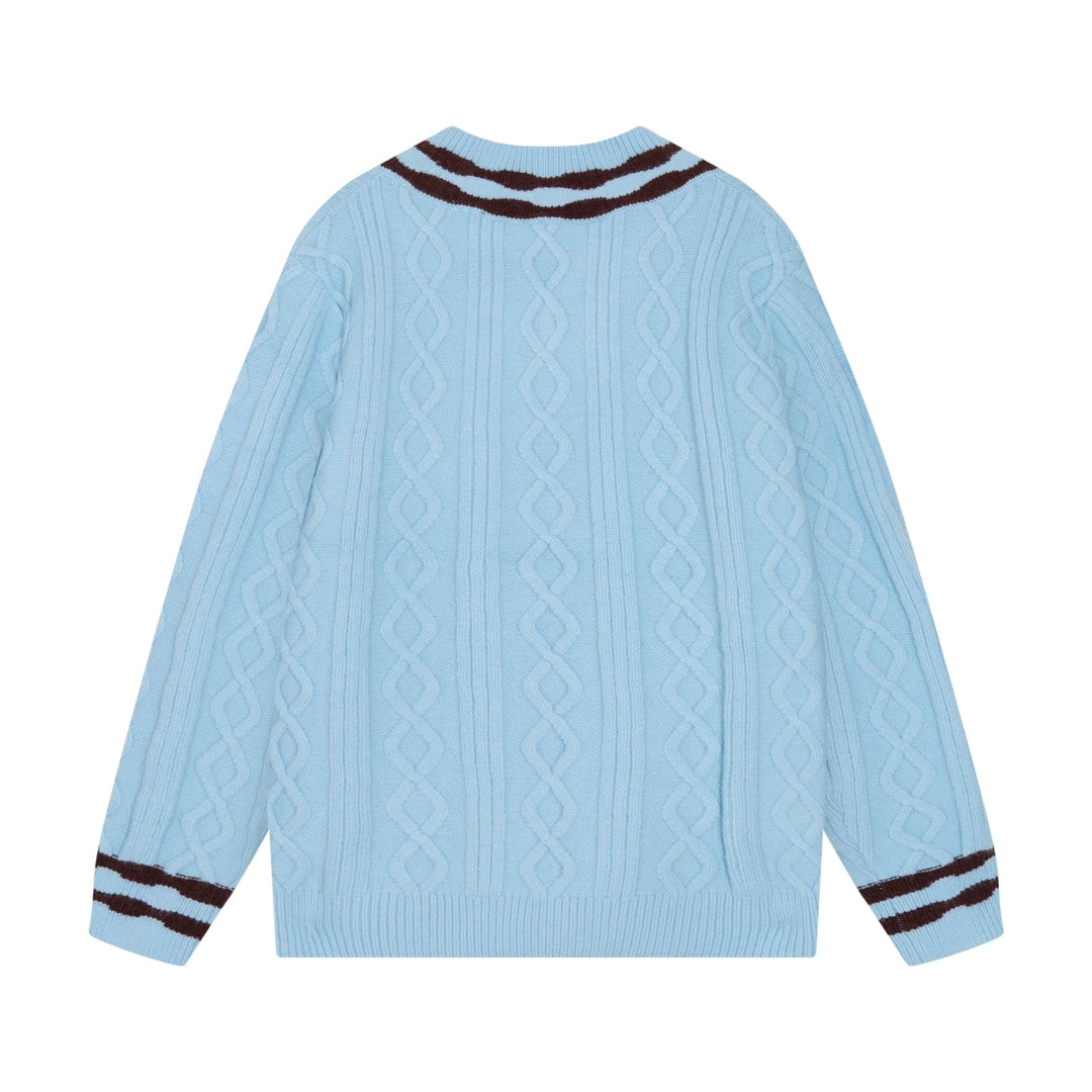 L's striped striped V-neck sweater sweatshirt