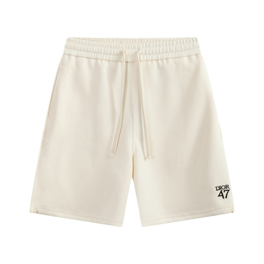 D's "47" letter embroidered tassel pants with simple style shorts