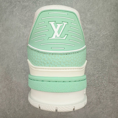 L's Light Green And White Pattern Sneakers