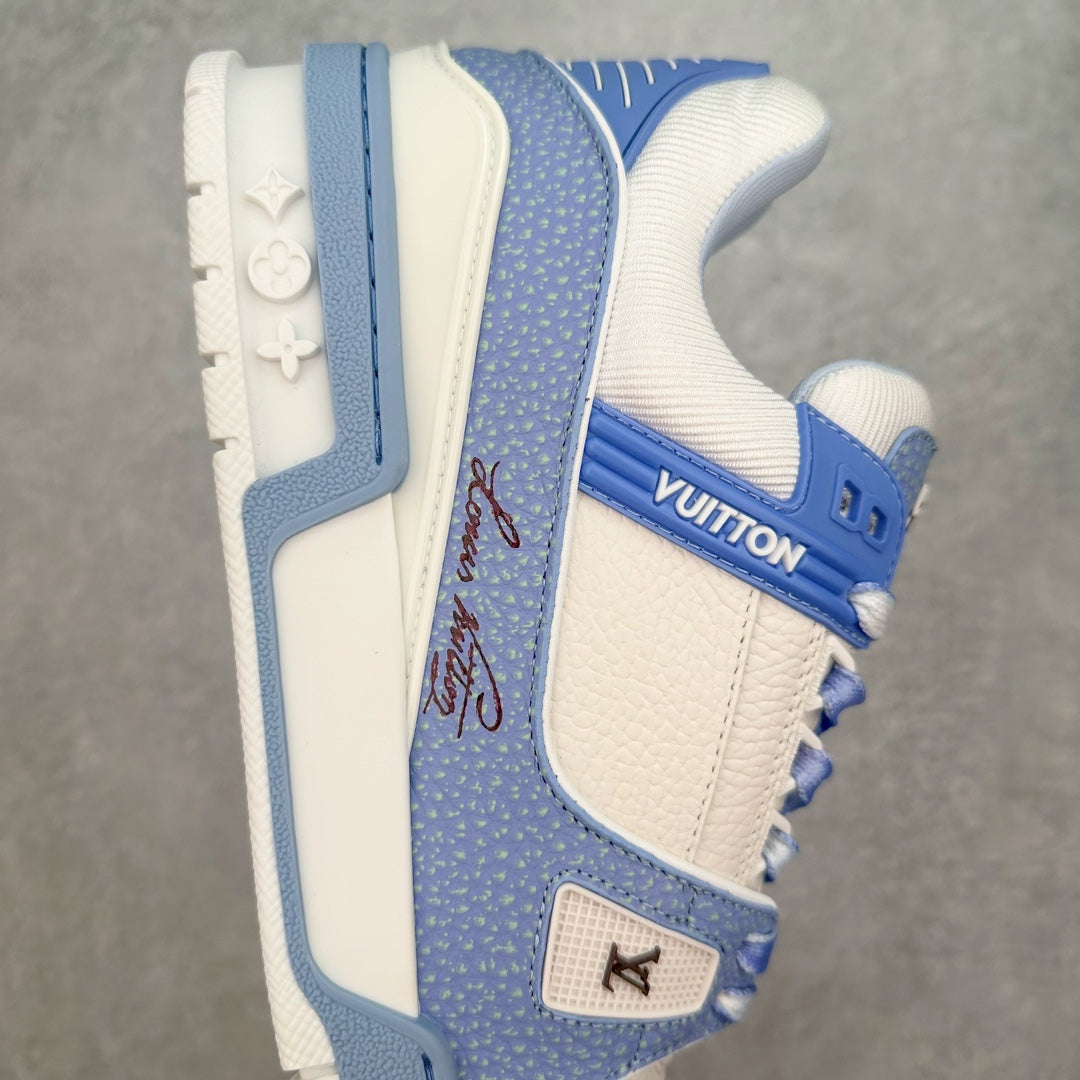 L's Blue And White Sneakers