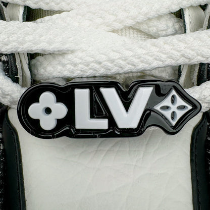 L's Black Logo And White Pattern Sneakers