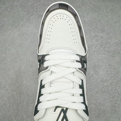 L's Black Grid Leather Sneakers