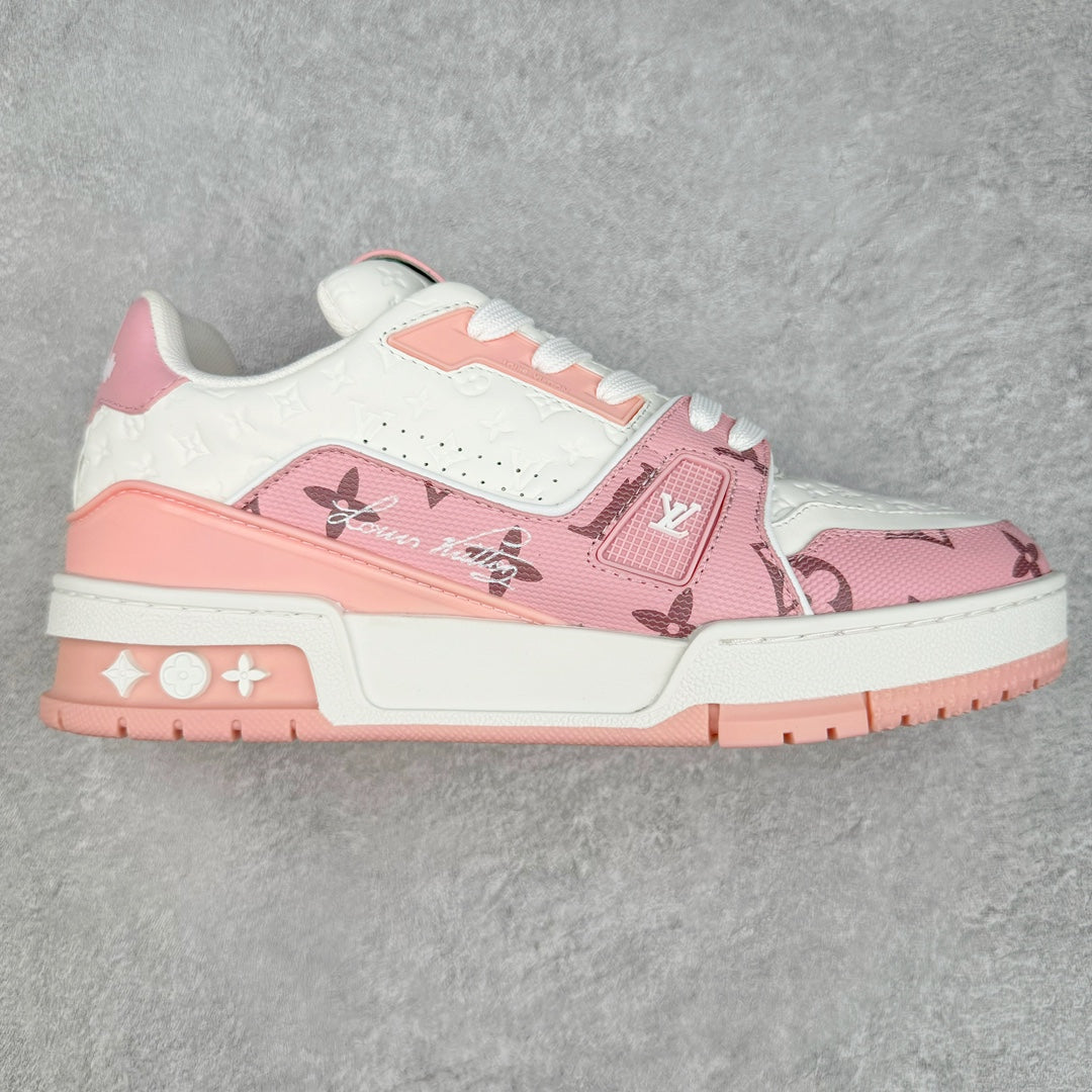 L's Pink With White Pattern Confortable Sneakers