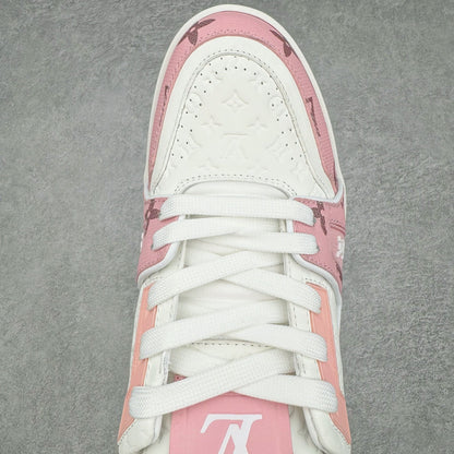 L's Pink With White Pattern Confortable Sneakers