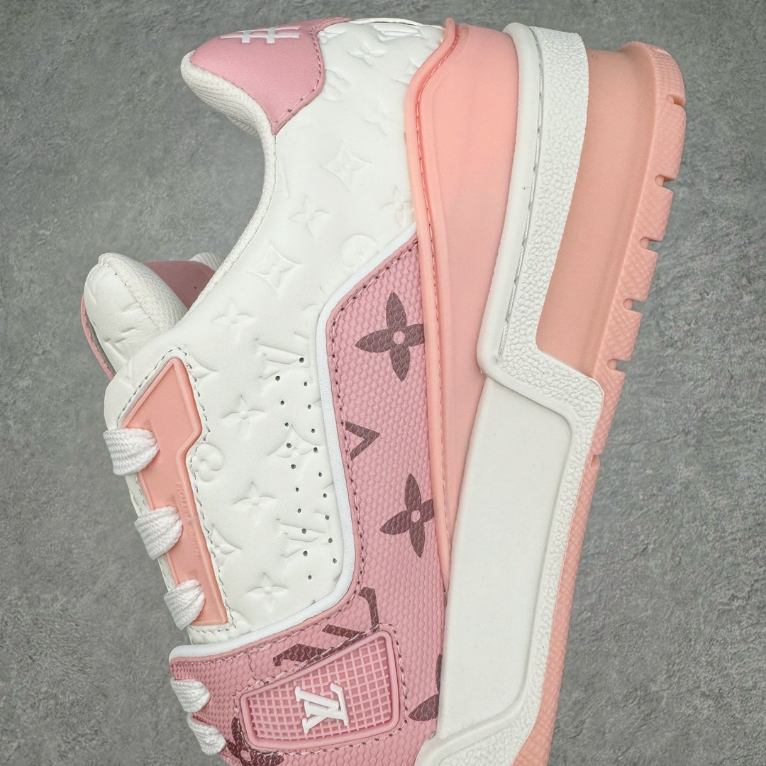 L's Pink With White Pattern Confortable Sneakers