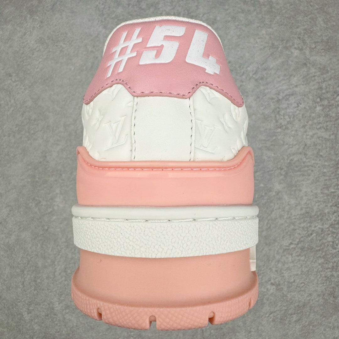 L's Pink With White Pattern Confortable Sneakers