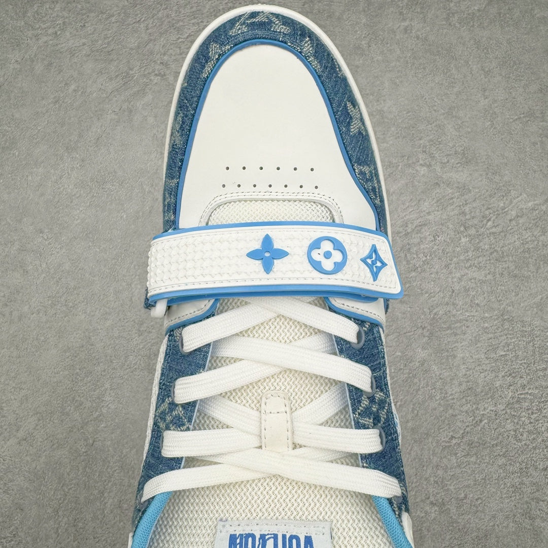 L's Blue And White Pattern Breathable Sneakers