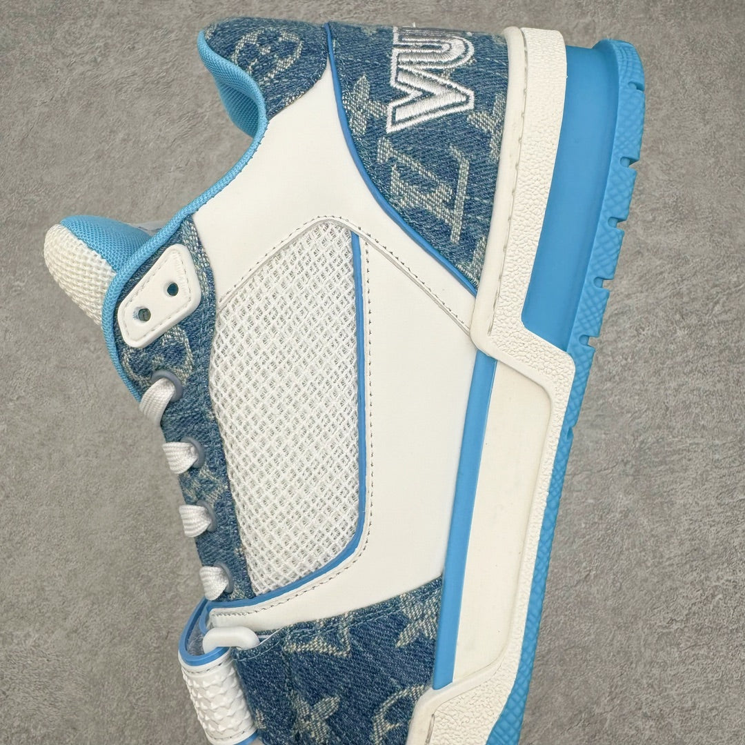 L's Blue And White Pattern Breathable Sneakers