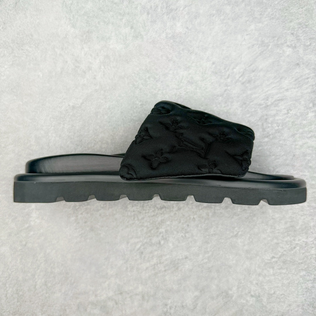 L's Black Logo Slippers