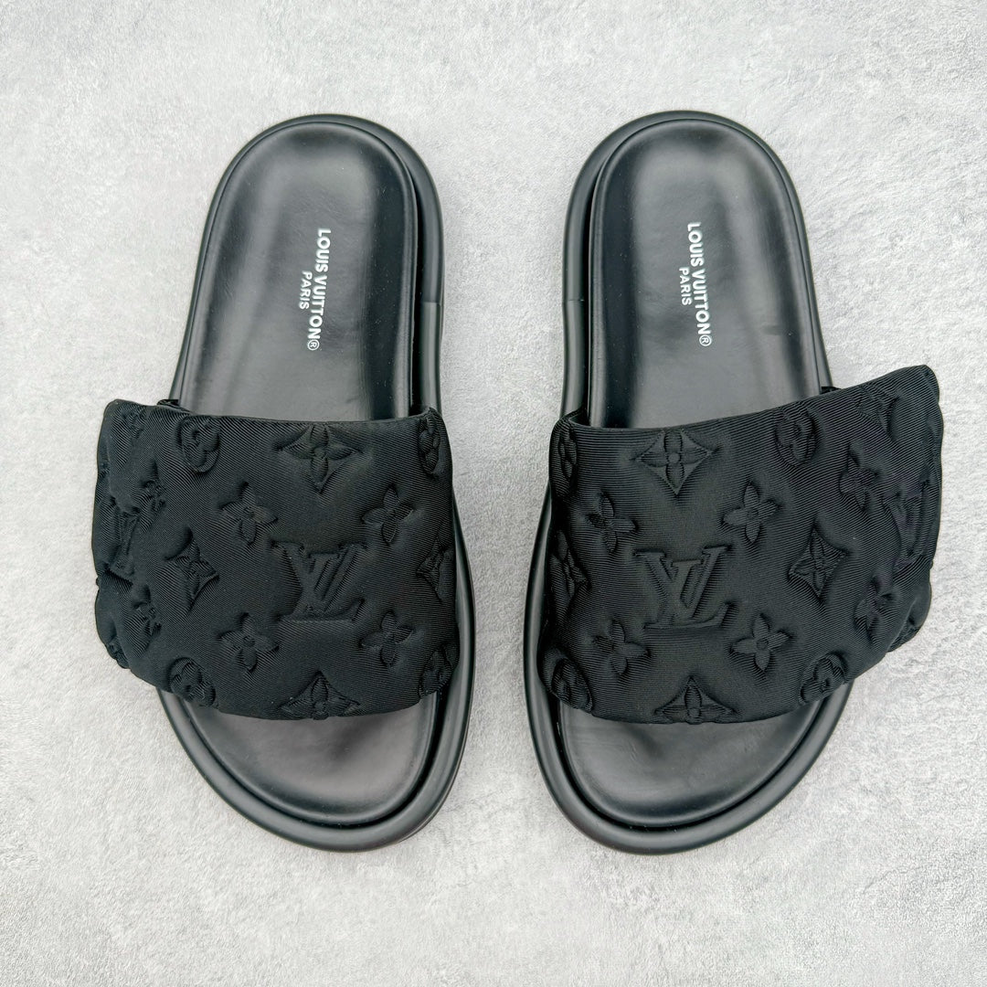 L's Black Logo Slippers