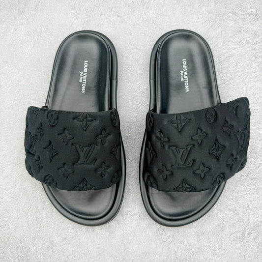 L's Black Logo Slippers