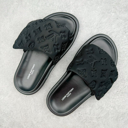 L's Black Logo Slippers