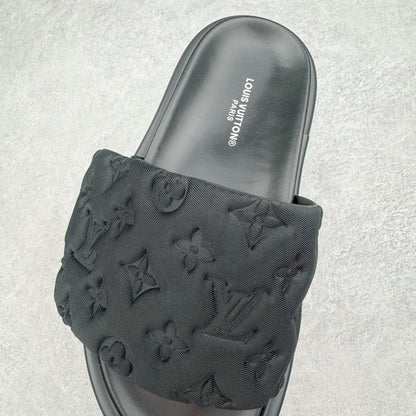 L's Black Logo Slippers